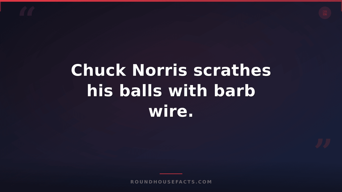 Chuck Norris Fact — Chuck Norris scrathes his balls with barb wire.