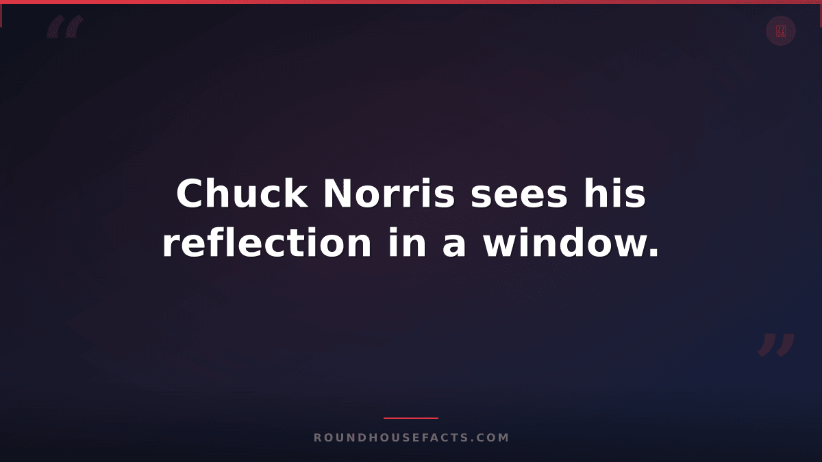 Chuck Norris Fact — Chuck Norris sees his reflection in a window.