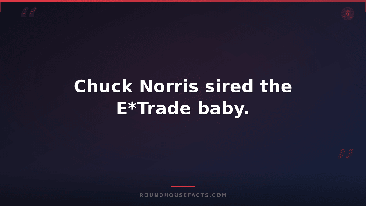 Chuck Norris Fact — Chuck Norris sired the E*Trade baby.