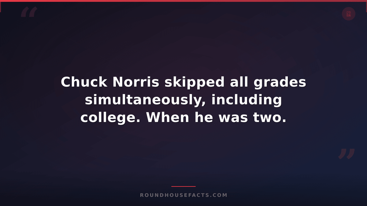 Chuck Norris Fact — Chuck Norris skipped all grades simultaneously, including co