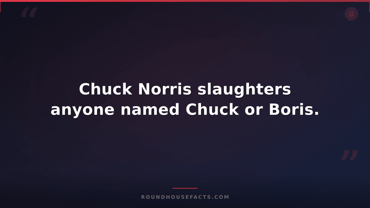 Chuck Norris Fact — Chuck Norris slaughters anyone named Chuck or Boris.