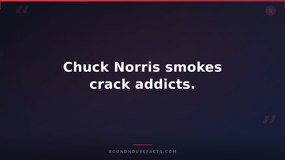 Chuck Norris Fact — Chuck Norris smokes crack addicts.