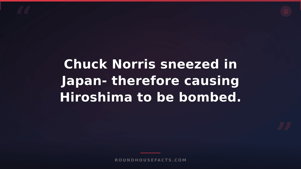 Chuck Norris Fact — Chuck Norris sneezed in Japan- therefore causing Hiroshima t