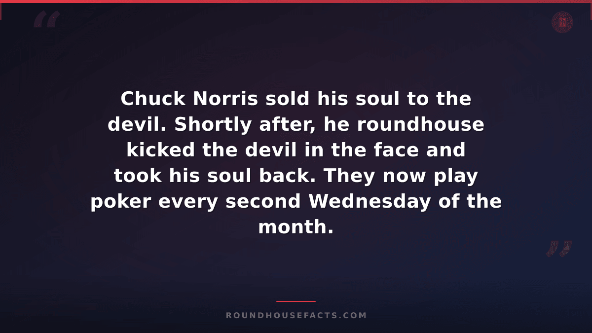 Chuck Norris Fact — Chuck Norris sold his soul to the devil. Shortly after, he r