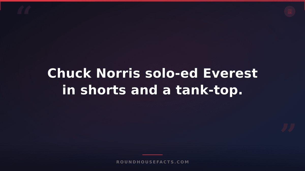 Chuck Norris Fact — Chuck Norris solo-ed Everest in shorts and a tank-top.