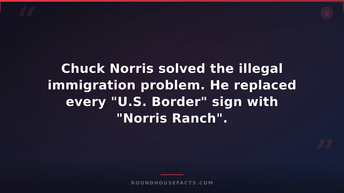 Chuck Norris Fact — Chuck Norris solved the illegal immigration problem. He repl