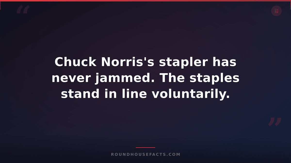 Chuck Norris Fact — Chuck Norris's stapler has never jammed. The staples stand i