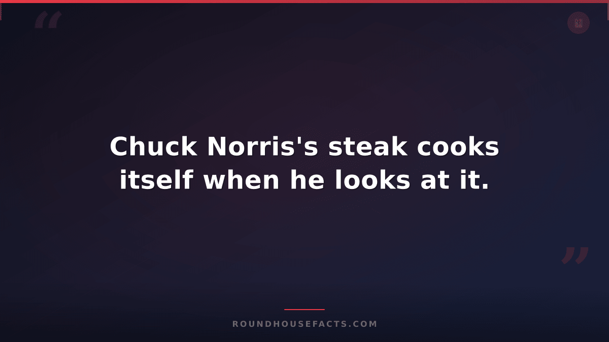 Chuck Norris Fact — Chuck Norris's steak cooks itself when he looks at it.