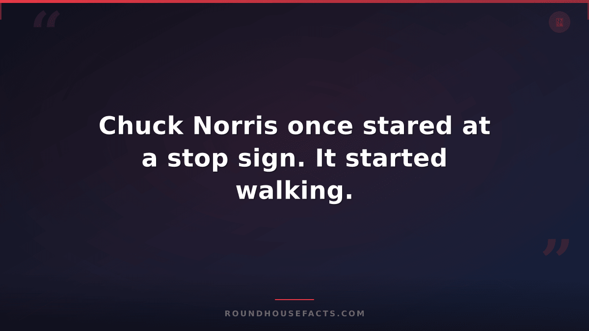 Chuck Norris Fact — Chuck Norris once stared at a stop sign. It started walking.