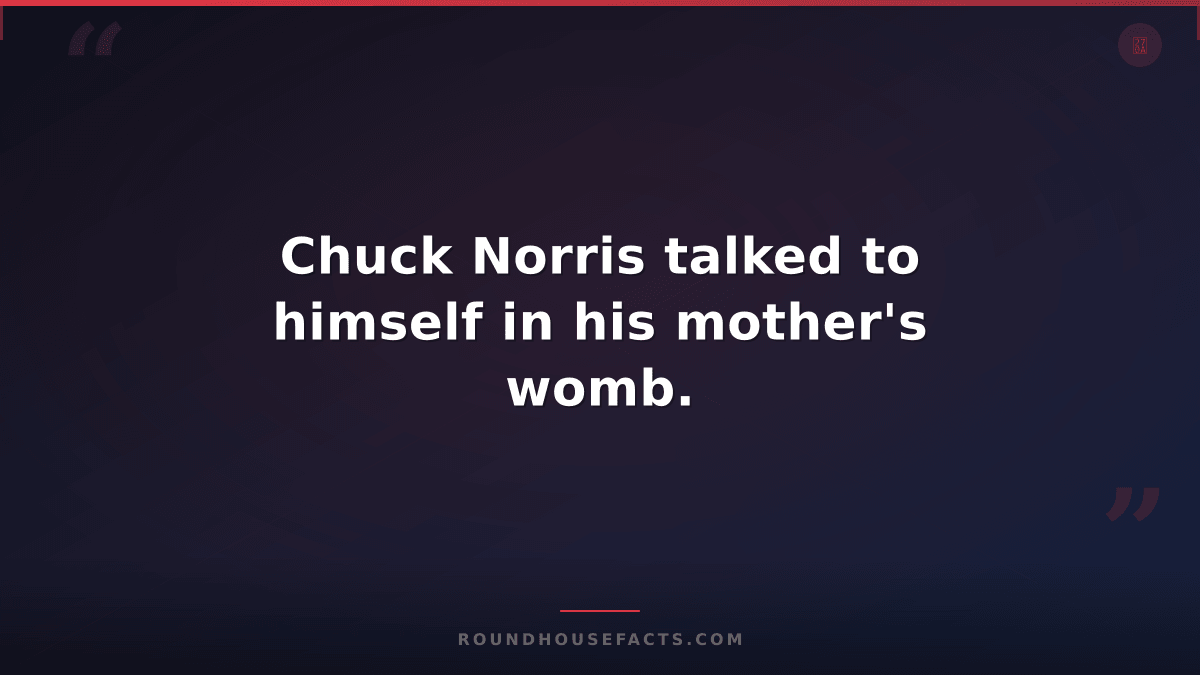 Chuck Norris Fact — Chuck Norris talked to himself in his mother's womb.