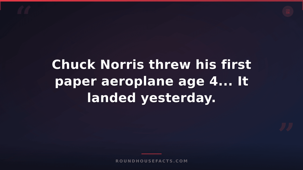 Chuck Norris Fact — Chuck Norris threw his first paper aeroplane age 4... It lan