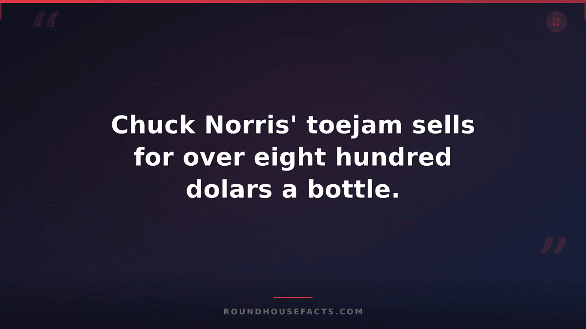 Chuck Norris Fact — Chuck Norris' toejam sells for over eight hundred dolars a b