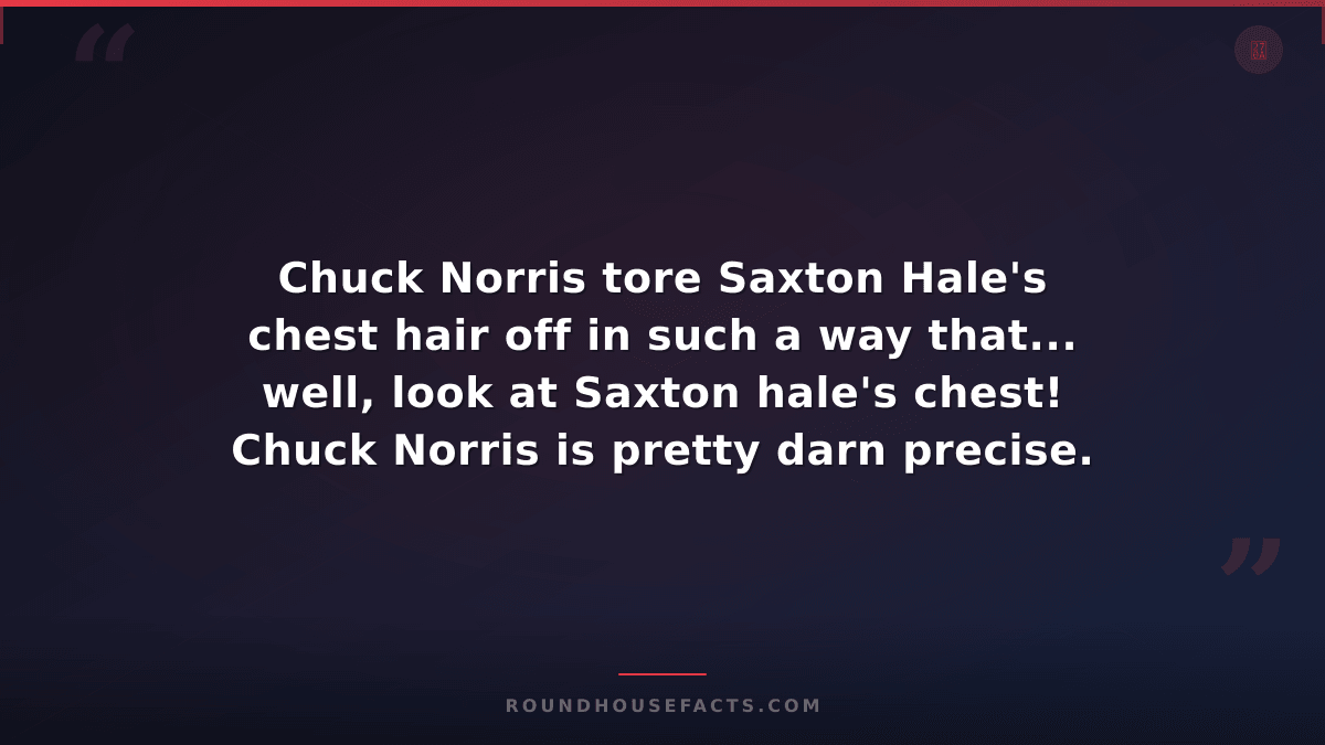 Chuck Norris Fact — Chuck Norris tore Saxton Hale's chest hair off in such a way