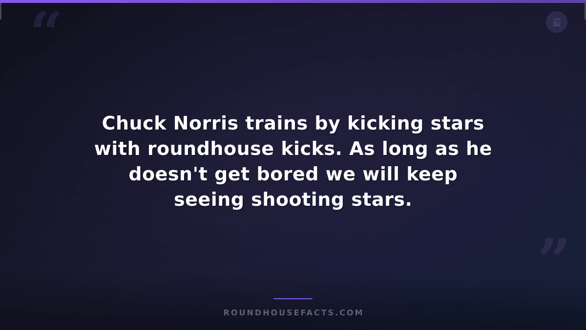 Chuck Norris Fact — Chuck Norris trains by kicking stars with roundhouse kicks.