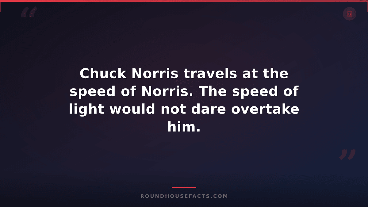 Chuck Norris Fact — Chuck Norris travels at the speed of Norris. The speed of li