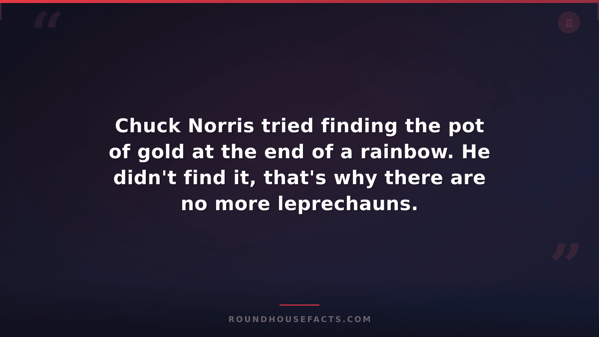 Chuck Norris Fact — Chuck Norris tried finding the pot of gold at the end of a r