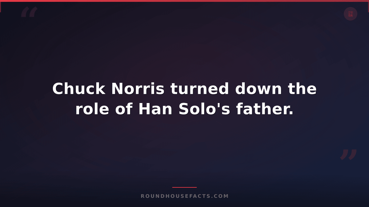 Chuck Norris Fact — Chuck Norris turned down the role of Han Solo's father.