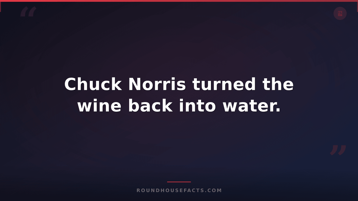 Chuck Norris Fact — Chuck Norris turned the wine back into water.