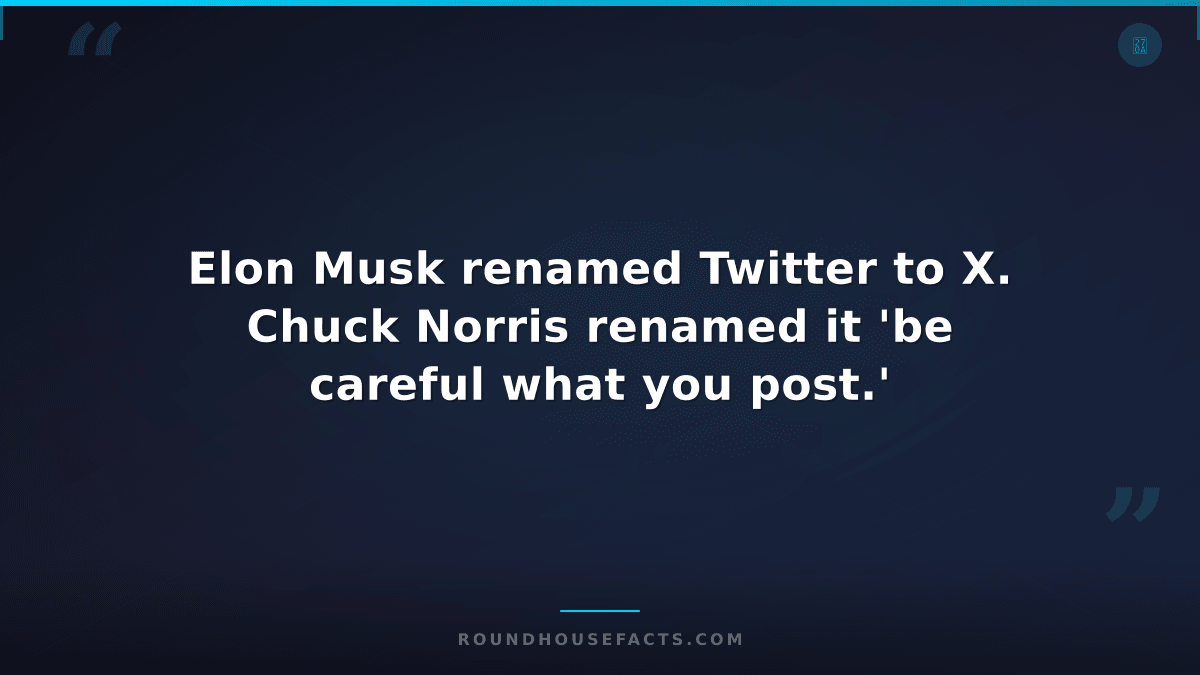 Chuck Norris Fact — Elon Musk renamed Twitter to X. Chuck Norris renamed it 'be