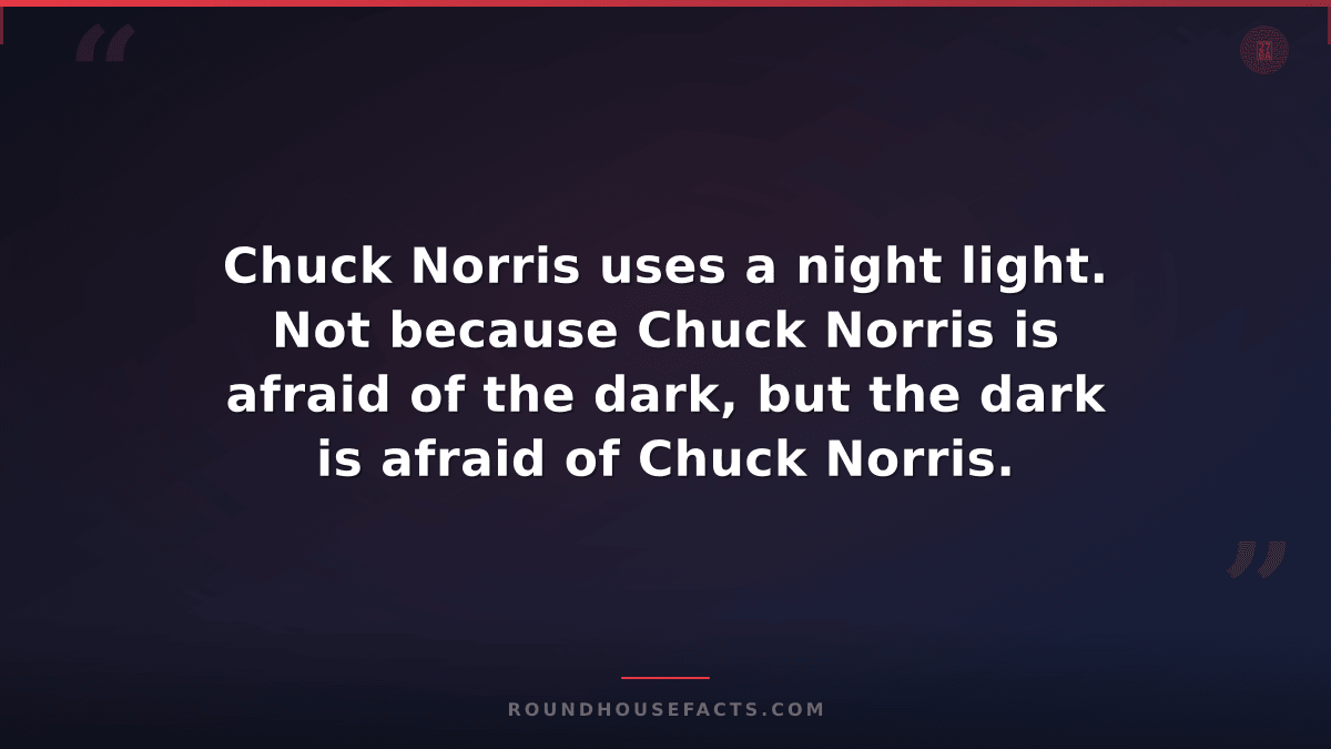 Chuck Norris Fact — Chuck Norris uses a night light. Not because Chuck Norris is