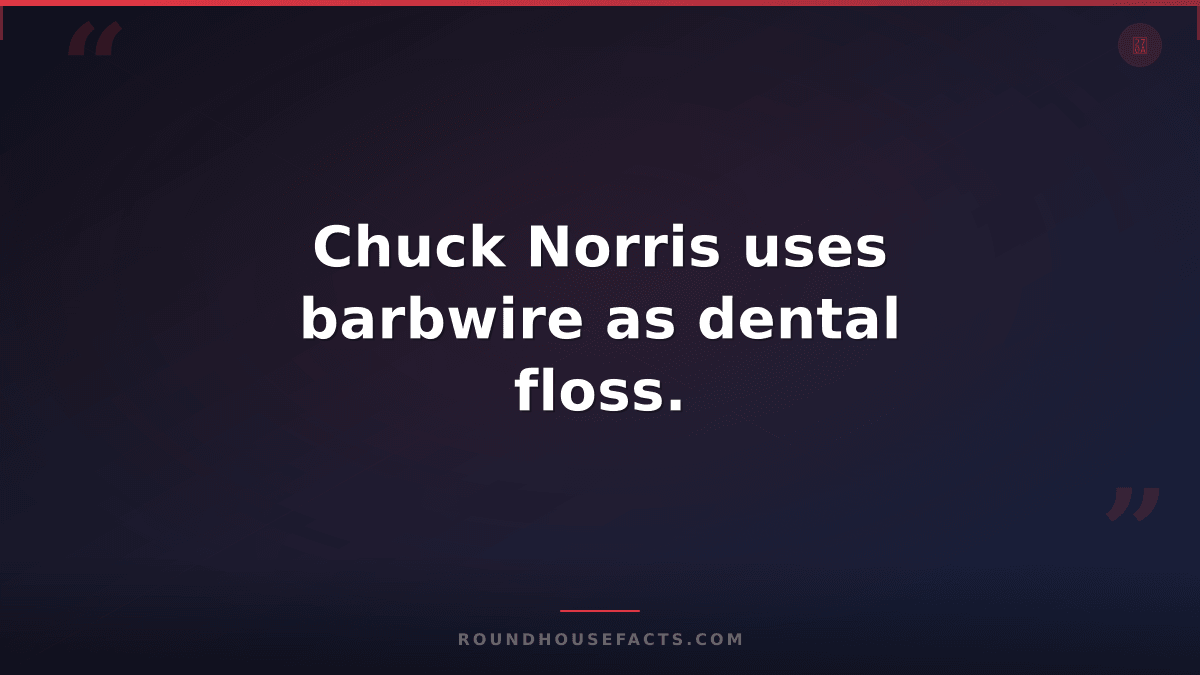 Chuck Norris Fact — Chuck Norris uses barbwire as dental floss.