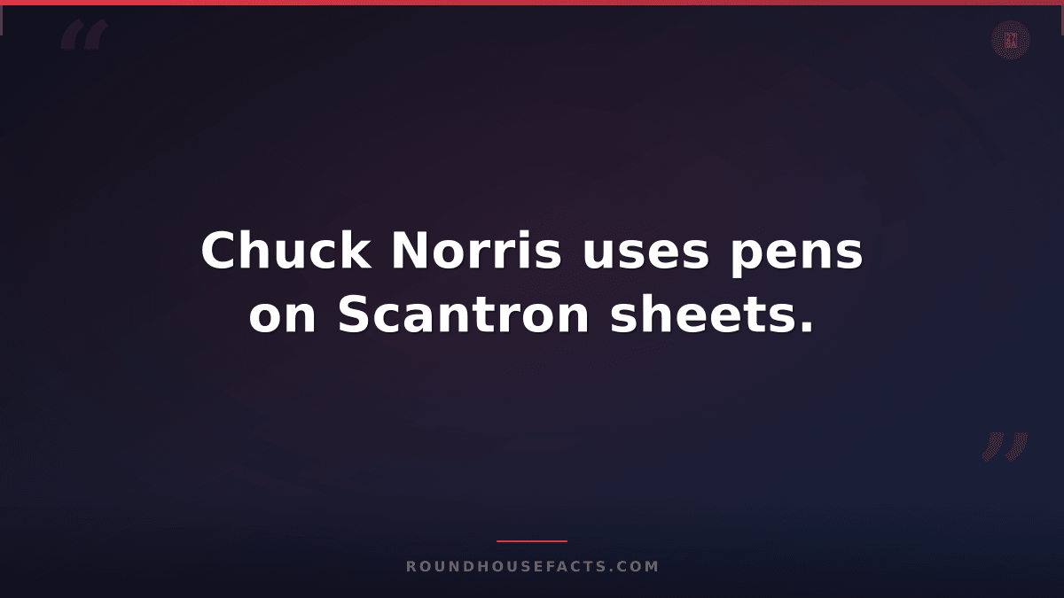 Chuck Norris Fact — Chuck Norris uses pens on Scantron sheets.