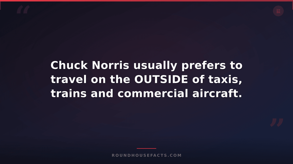 Chuck Norris Fact — Chuck Norris usually prefers to travel on the OUTSIDE of tax