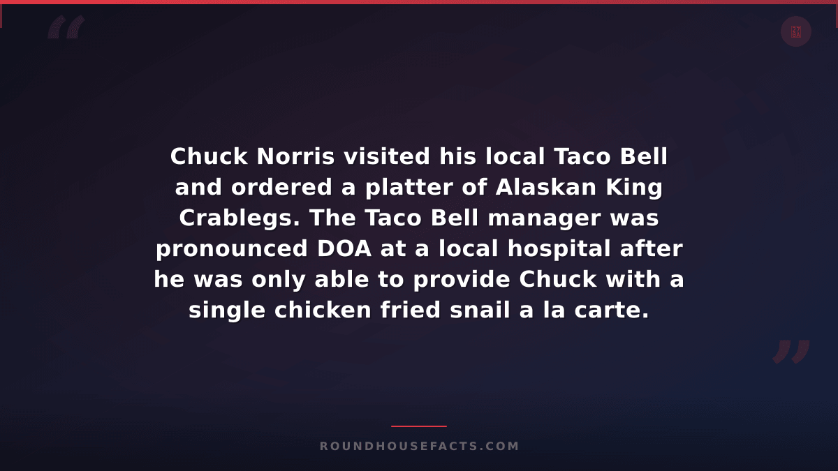 Chuck Norris Fact — Chuck Norris visited his local Taco Bell and ordered a platt