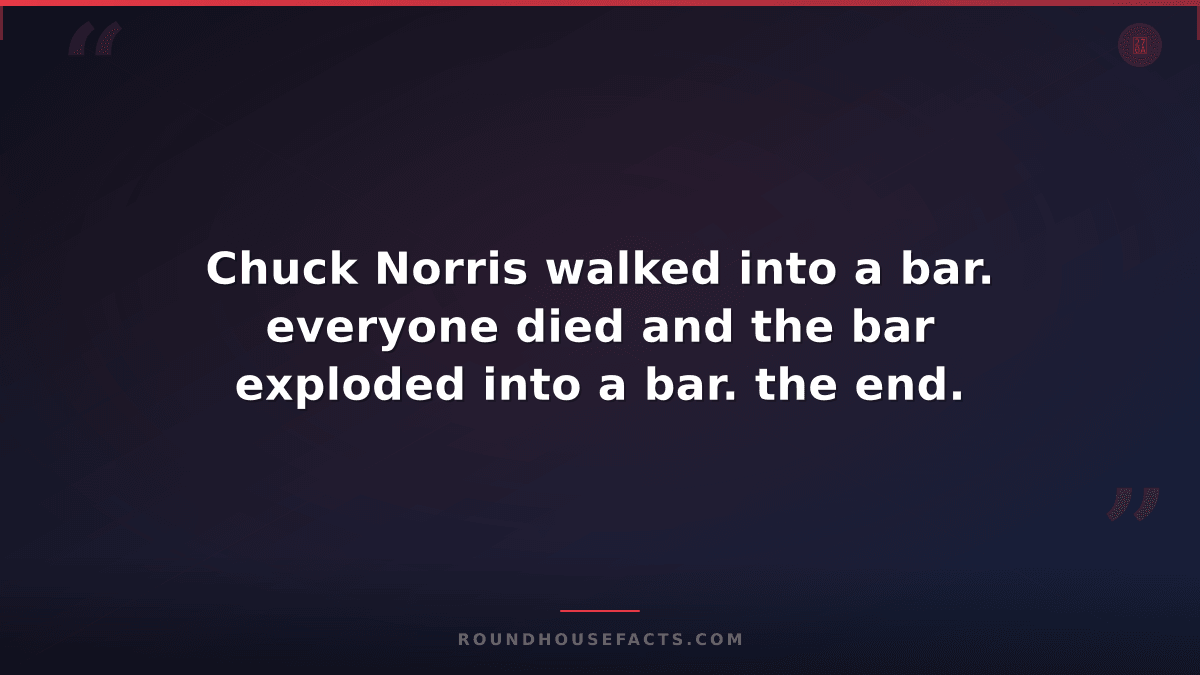 Chuck Norris Fact — Chuck Norris walked into a bar. everyone died and the bar ex
