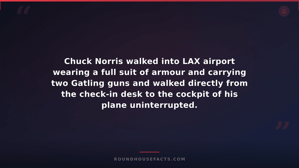 Chuck Norris Fact — Chuck Norris walked into LAX airport wearing a full suit of