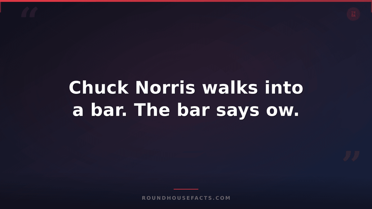 Chuck Norris Fact — Chuck Norris walks into a bar. The bar says ow.