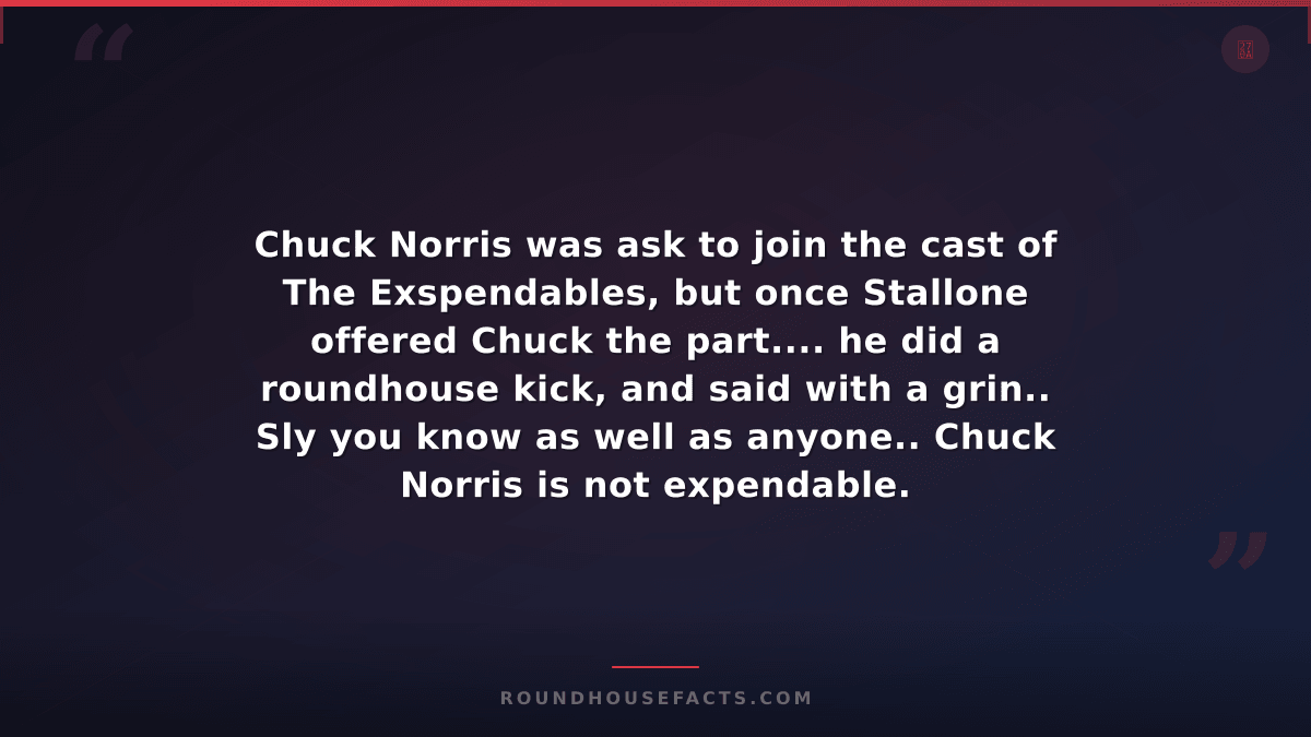 Chuck Norris Fact — Chuck Norris was ask to join the cast of The Exspendables, b