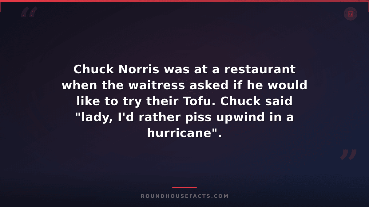 Chuck Norris Fact — Chuck Norris was at a restaurant when the waitress asked if