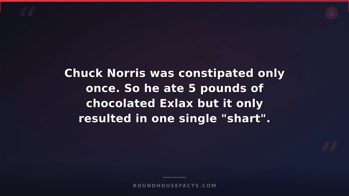 Chuck Norris Fact — Chuck Norris was constipated only once. So he ate 5 pounds o
