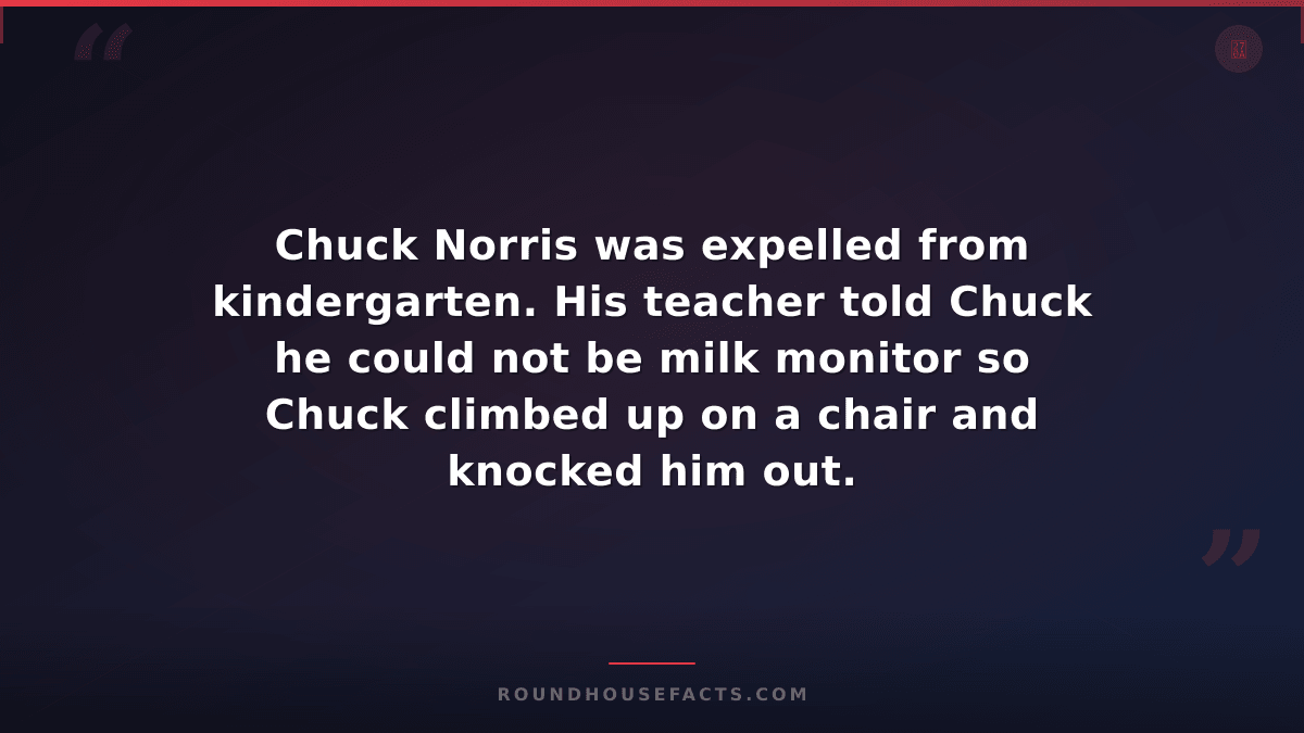 Chuck Norris Fact — Chuck Norris was expelled from kindergarten. His teacher tol