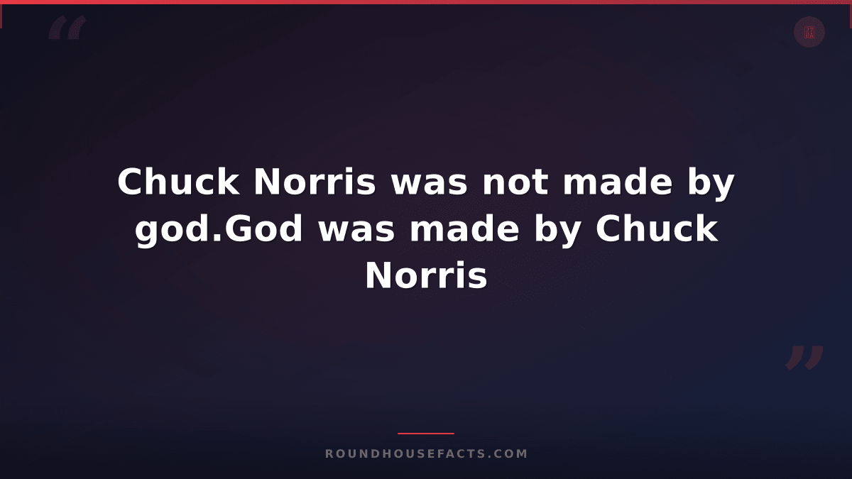 Chuck Norris Fact — Chuck Norris was not made by god.God was made by Chuck Norri