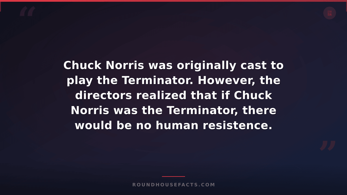 Chuck Norris Fact — Chuck Norris was originally cast to play the Terminator. How