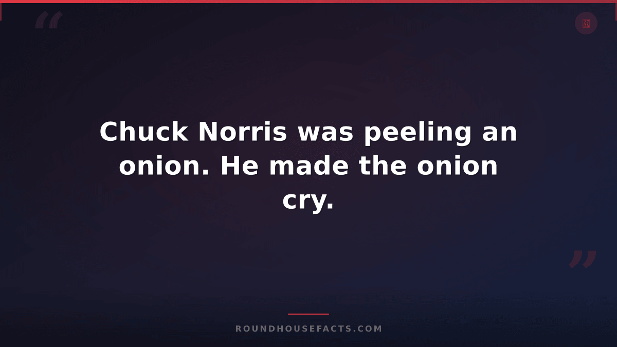 Chuck Norris Fact — Chuck Norris was peeling an onion. He made the onion cry.