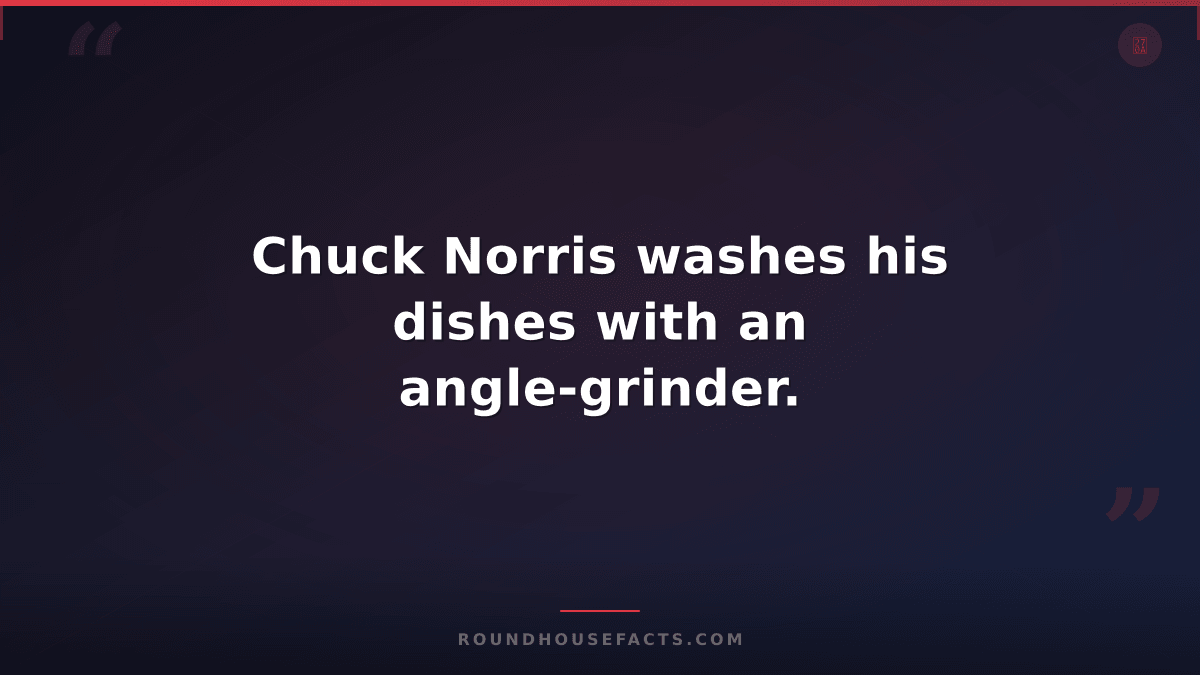 Chuck Norris Fact — Chuck Norris washes his dishes with an angle-grinder.