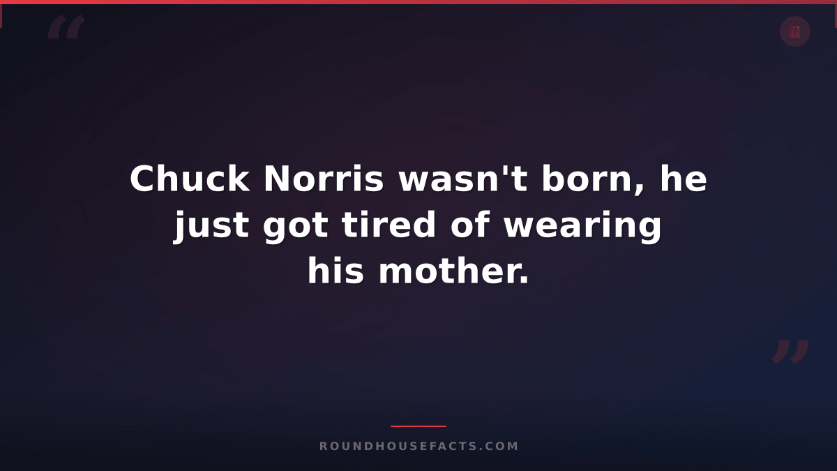 Chuck Norris Fact — Chuck Norris wasn't born, he just got tired of wearing his m