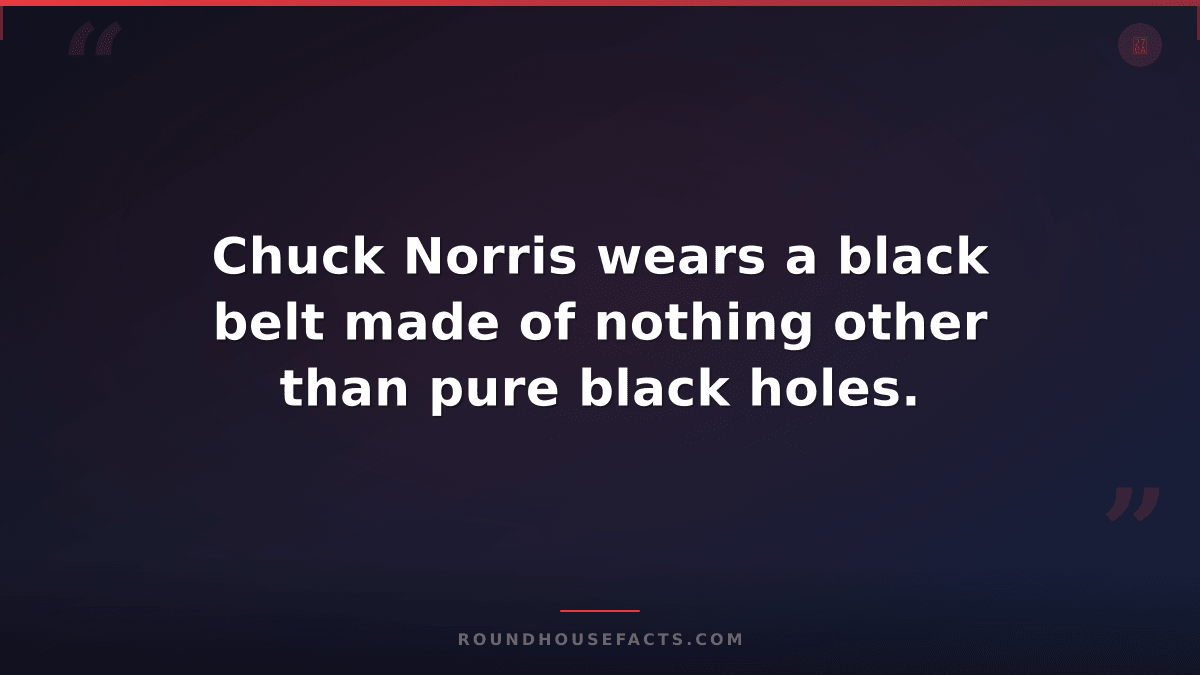 Chuck Norris Fact — Chuck Norris wears a black belt made of nothing other than p