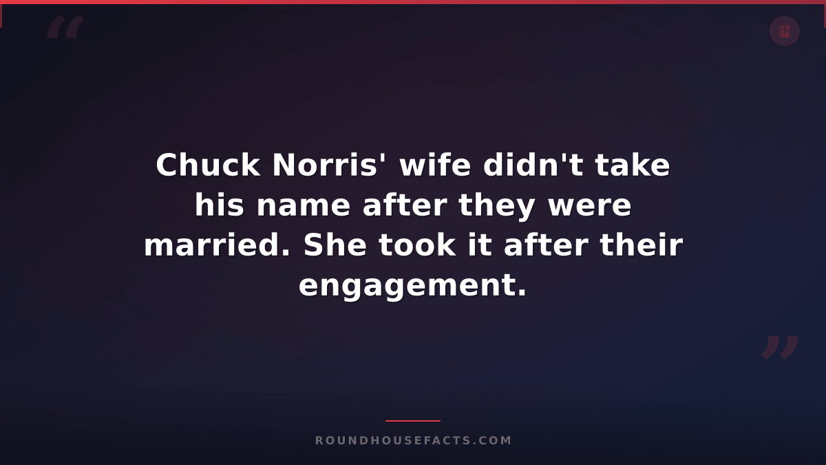 Chuck Norris Fact — Chuck Norris' wife didn't take his name after they were marr