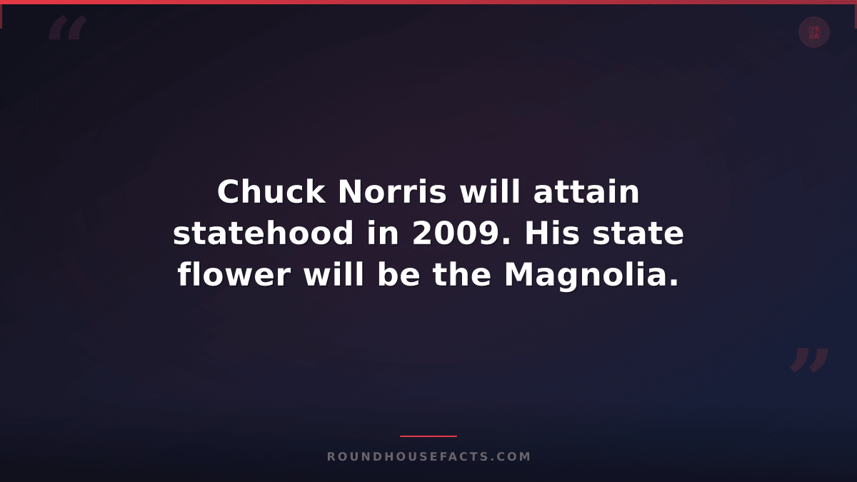 Chuck Norris Fact — Chuck Norris will attain statehood in 2009. His state flower