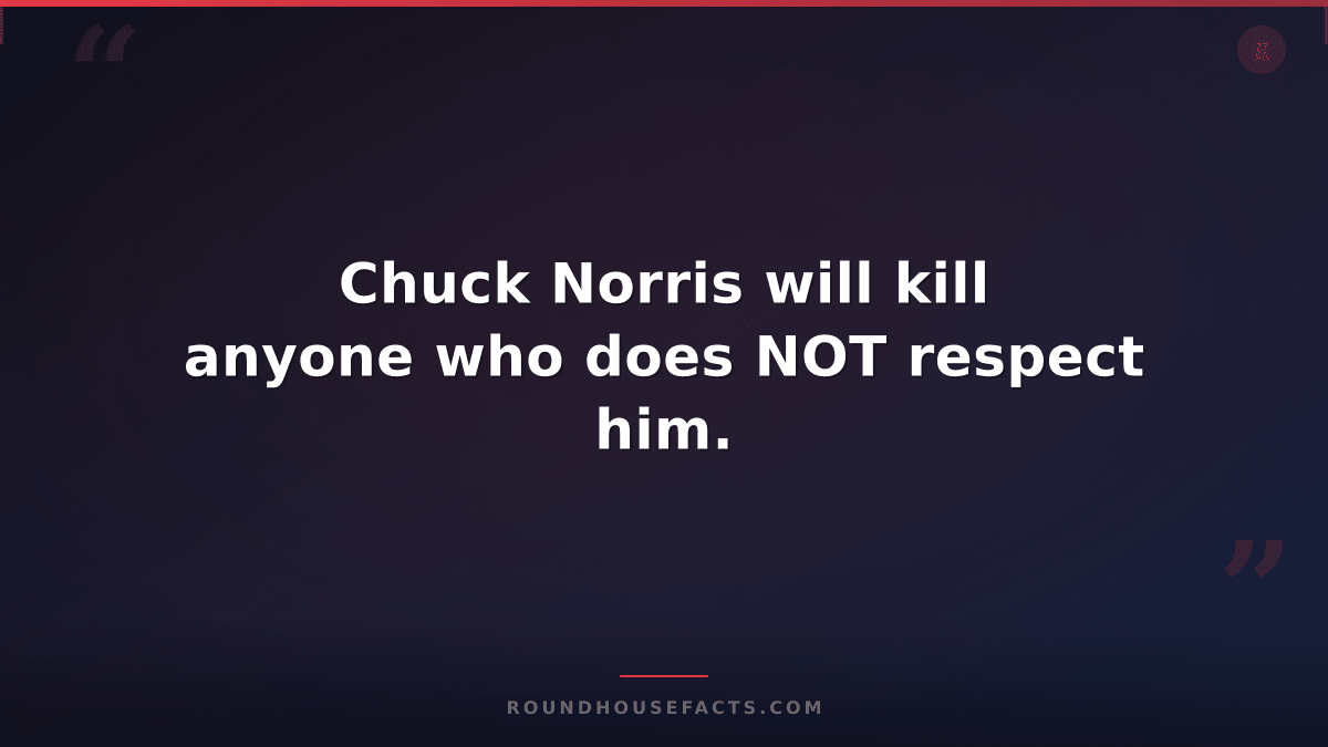 Chuck Norris Fact — Chuck Norris will kill anyone who does NOT respect him.