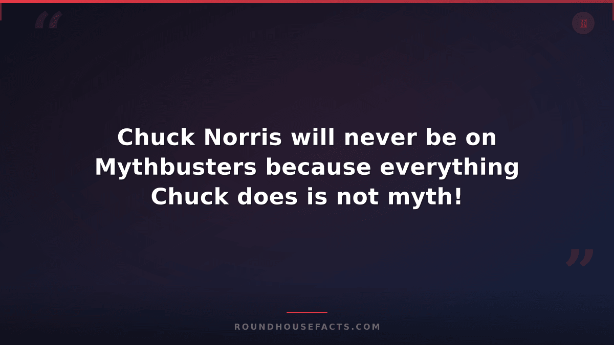 Chuck Norris Fact — Chuck Norris will never be on Mythbusters because everything