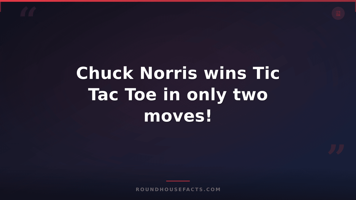 Chuck Norris Fact — Chuck Norris wins Tic Tac Toe in only two moves!