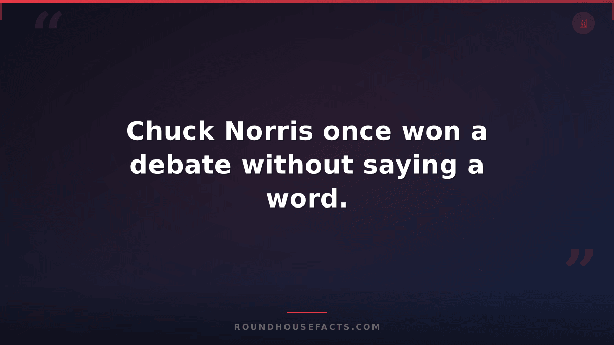 Chuck Norris Fact — Chuck Norris once won a debate without saying a word.