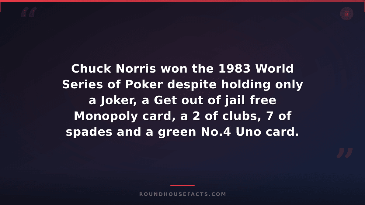 Chuck Norris Fact — Chuck Norris won the 1983 World Series of Poker despite hold