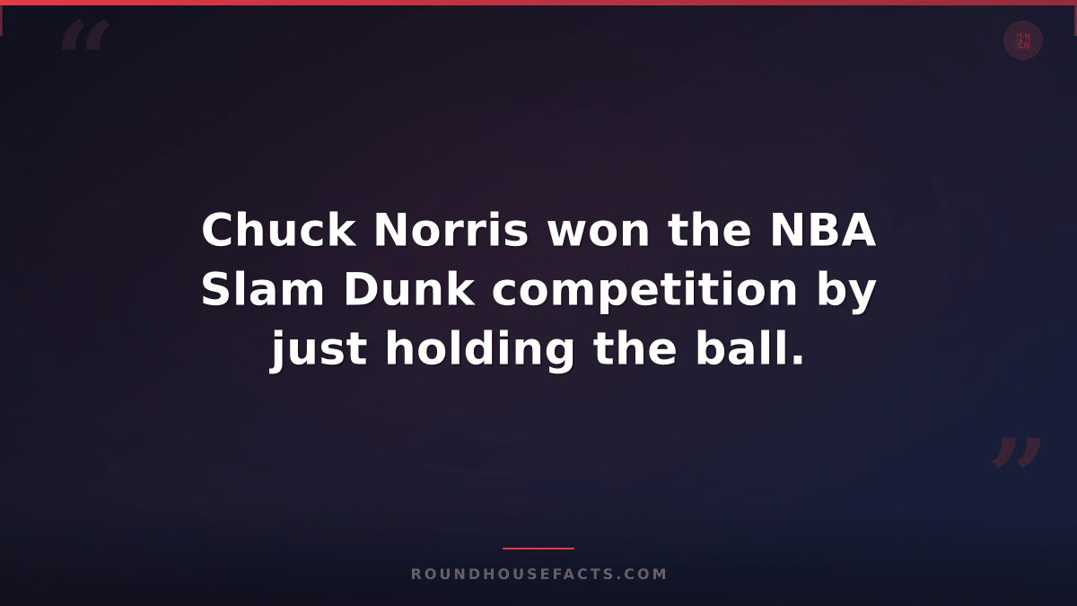 Chuck Norris Fact — Chuck Norris won the NBA Slam Dunk competition by just holdi