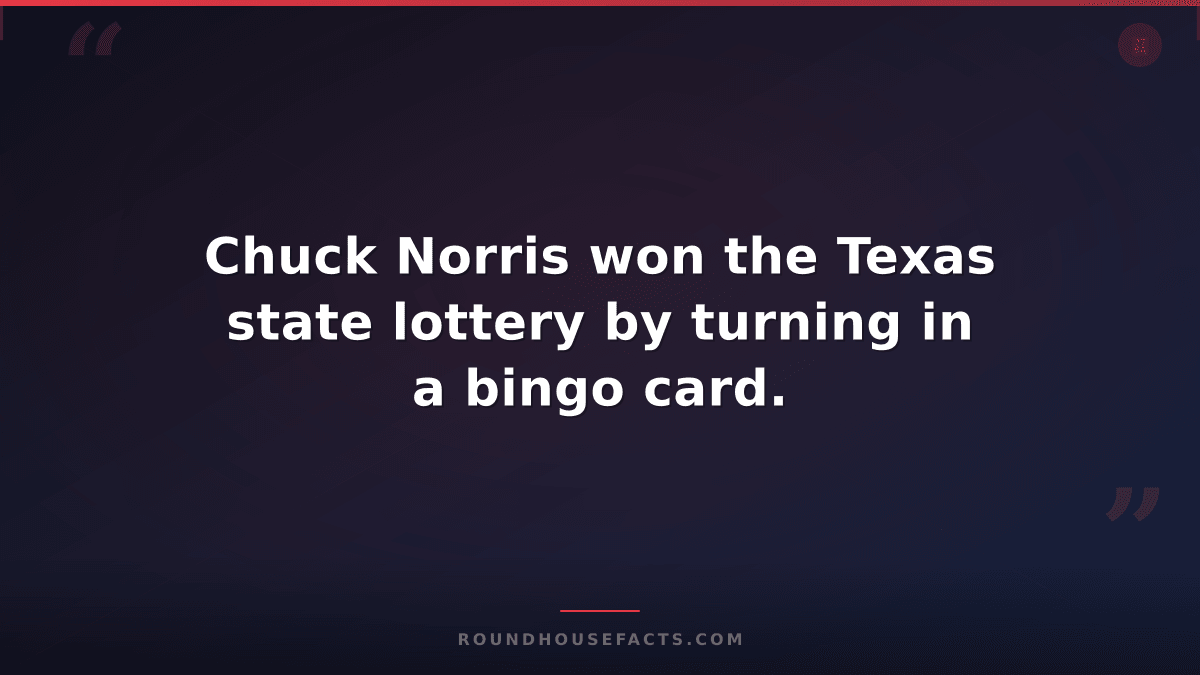 Chuck Norris Fact — Chuck Norris won the Texas state lottery by turning in a bin